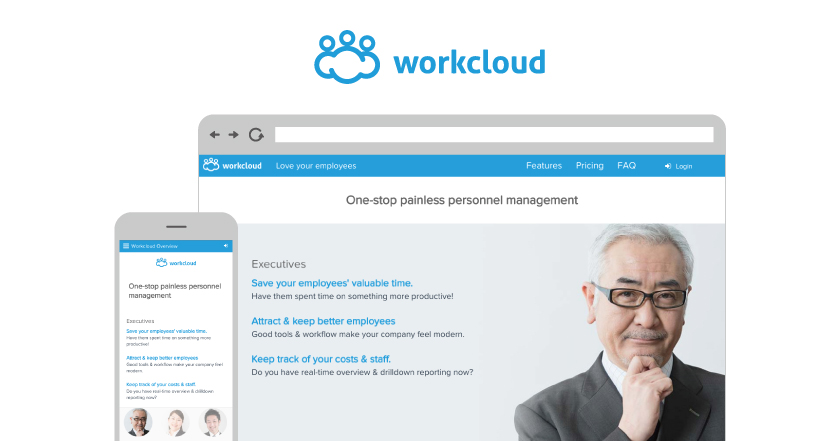 Workcloud desktop & mobile website interface