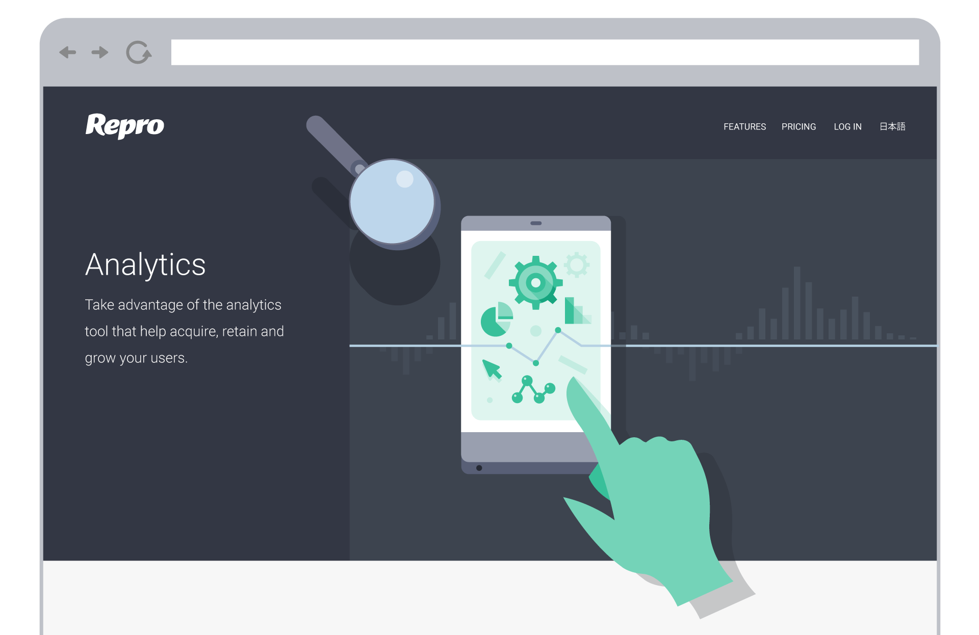 Repro.io - Marketing meets mobile apps - illustration