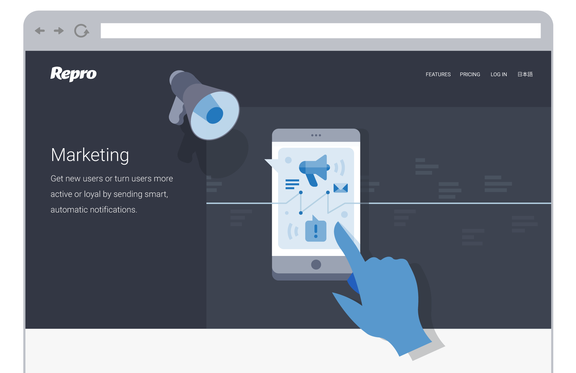 Repro.io - Marketing meets mobile apps - illustration