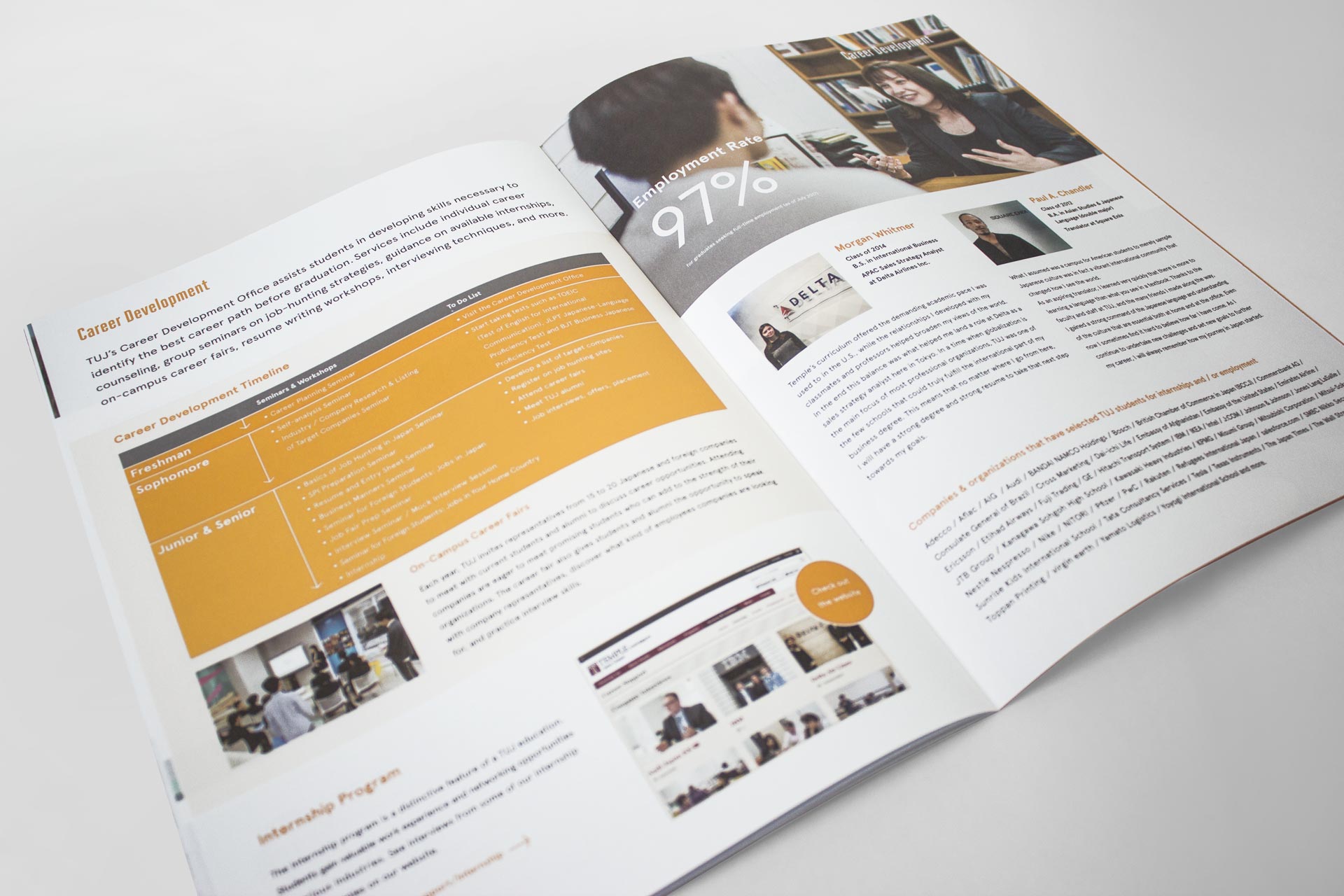 Temple University Japan in Tokyo - English Japanese Undergraduate Brochures - Print Layout Design Illustration