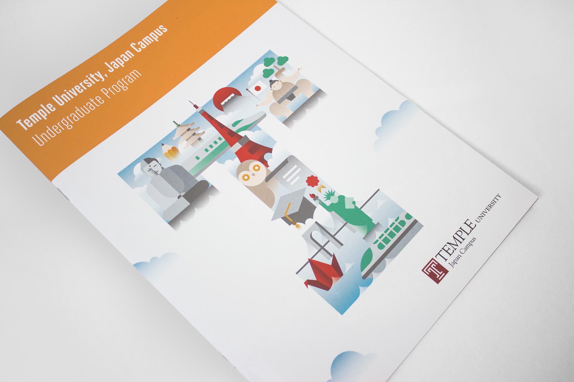 Temple University Japan in Tokyo - English Japanese Undergraduate Brochures - Print Layout Design Illustration