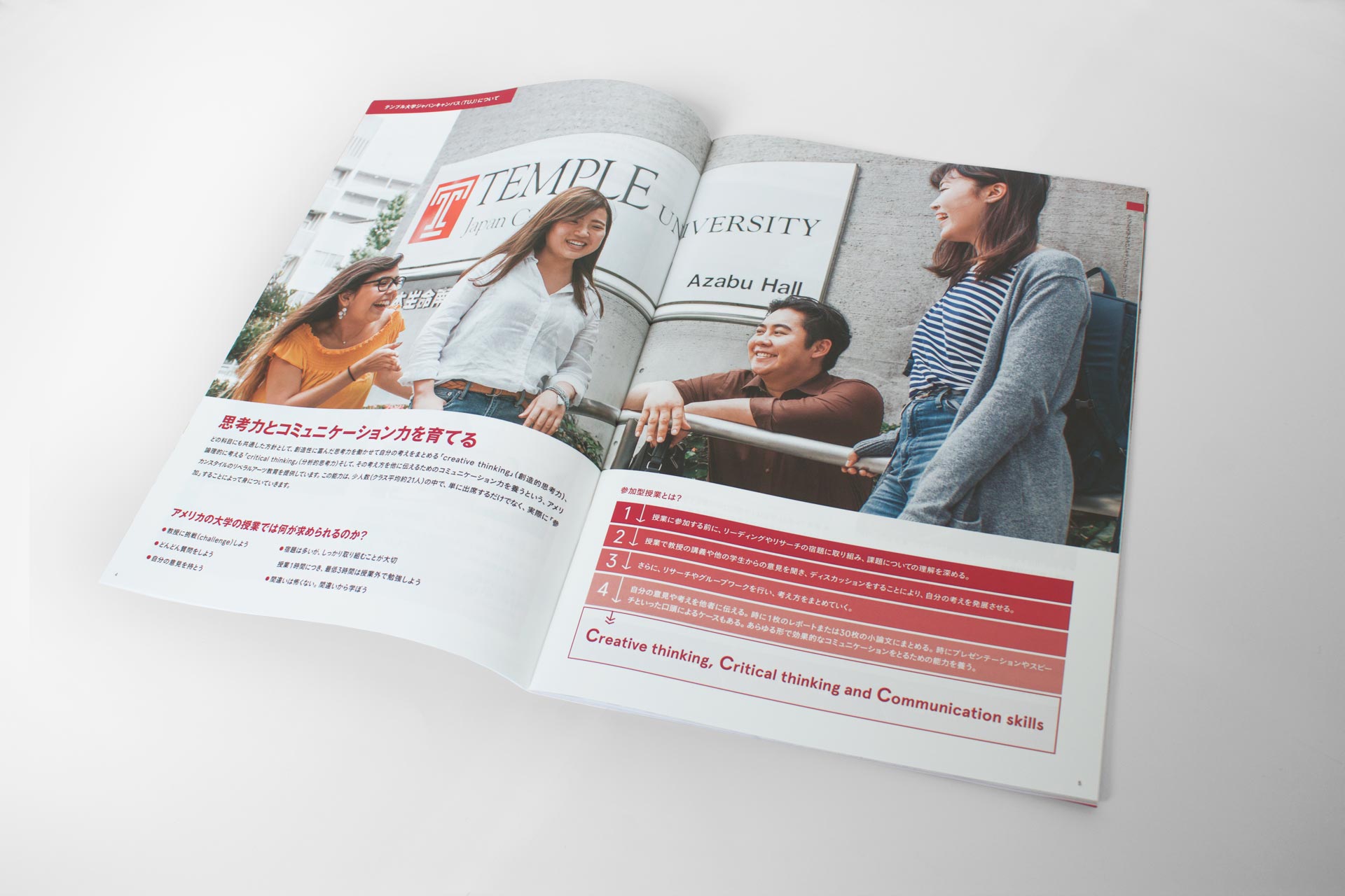 Temple University Japan in Tokyo - English Japanese Undergraduate Brochures - Print Layout Design Illustration