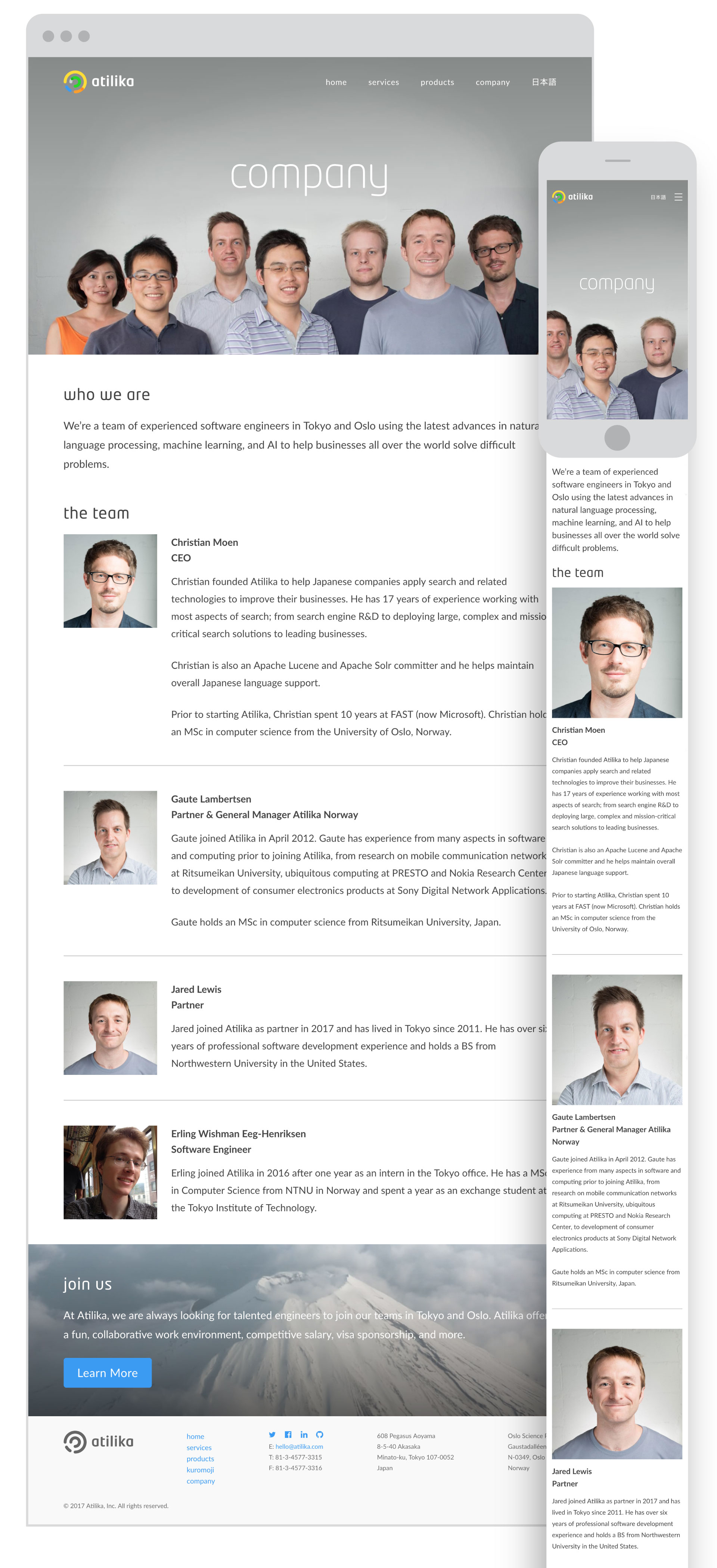 Atilika Tokyo Japan - ai artificial intelligence & language processing - Logo, Corporate Identity Design and Website UI Design