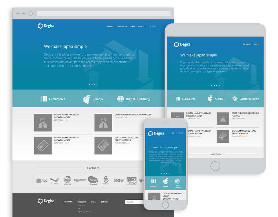 Degica - We make Japan simple - Interface design and responsive website design